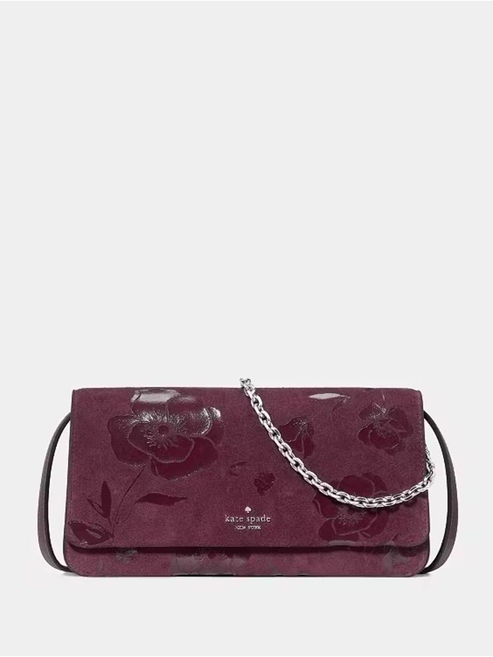 ♠️Kate Spade Ivy Floral Suede Convertible Crossbody Bag, Deep Cherry NEW NWT
